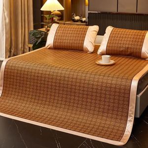 Wostar Summer Bamboo Rattan Mattress AdderBaby Cool Sleeping Mat Kitポータブル折りたたみ折りたたみ折りたたみシングルダブルベッド保護パッド240522