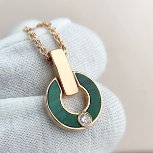 Ring Diamond Necklace Fashion Natural Malachite Letter Pendant Lady Jewelry Couple Gift 249B