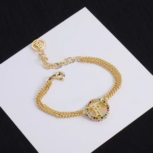 Colored diamond brass gold chain bracelet luxury pretty designer bracelet for women Valentine's Day temperament gift brand designer jewelry