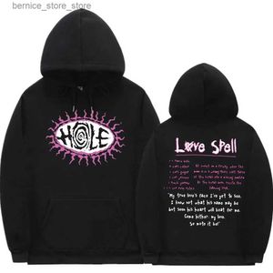 Men's Hoodies Sweatshirts Hole Love Spell Lyrics Vintage Hip Hop Hoodie Men Women Oversized Hoodies Courtney Love Beautiful Monsters 90s Rock Band Clothes Q240528