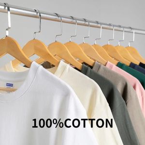 200G 100% Cotton T-shirts For Men solid color Oversized Basic T Shirt Drop-Shoulder Tshirt Streetwear Tops monochrome Tee 240522