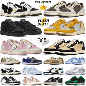 basketball shoes JUMP MAN 1 1s low mens women sneakers reverse mocha low black phantom fragment canary pony pink sports trainers big size 13 with box