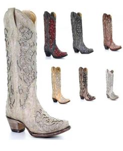 النساء رعاة البقر الغرباء في غرب الأحذية الأوروبية الأمريكية الأحذية الرجعية الرجعية الكعب السميك المدببة الأكمام النساء XM437 2110214594975