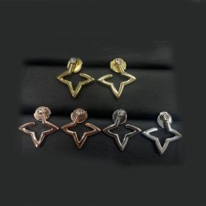 Роскошные бренд дизайнер серьги Crystal Star Clover Letter Letter Crop Drangle Серьги 18K золотые серебристые ушные клип -заливки Серьга для женского дизайнера подарков ювелирные изделия