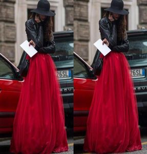 2015 Nova chegada Red Tulle Skirt Skirt Triered Long Women Long Women Salia Fada adulta