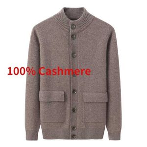 Herrtröjor Ny ankomst mode av hög kvalitet 100% kashmir cardigan mens tröja kappa vinter tjock stor storlek s m l xl 2xl 3xl 4xl 5xl 6xl q240527