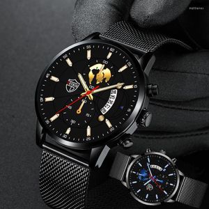 Relógios de pulso 2023 relógio requintado para homens de moda elegante marca masculina a aço inoxidável Business Gold Quartz Watches Casual Mens Relogio 2372