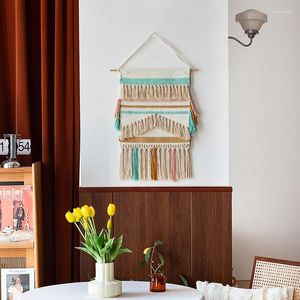 Tapissries Nordic Style Home Decoration väggmatta färg handgjorda tredimensionella jacquard bomullstråd Tassel Tapestry