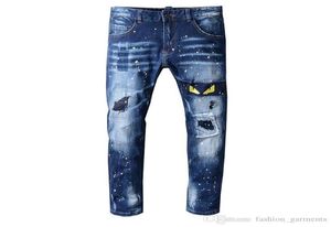 Moda Mens angustiada Ripped Biker Jeans Casual Troushers Slim Fit Motorcycle Biker Denim Fashion Stylist Calças Hip Hop masculino Jean7788139