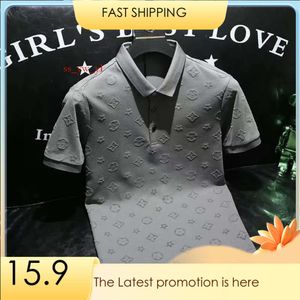 Designer T-Shirt Fashion Luxus Jacquard Casual Polo Luis Viton Shirt Sommer Neue komfortable atmungsaktive Jugend Slim Revers Kurzarm Louiseviution T-Shirt A45