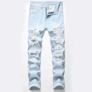 Mäns jeans 2024 Fashion Straight Tube Broken Kne Pants Classic Man Denim Wide-ben