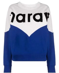 24SS Marants 여성 디자이너면 스웨트 셔츠 Isabel Marant New Product Letter 컬러 차단 빈티지 프린트 캐주얼 한 둥근 목 까마귀 스웨터 패션 탑