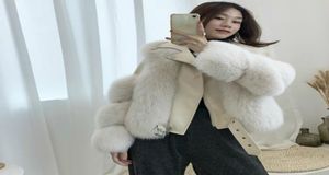 OfTBUY 2020 Högkvalitativ lyxig äkta päls Winter Jacka Women Natural Fox Päls äkta läder får Skin tjock varm Vest New7695322