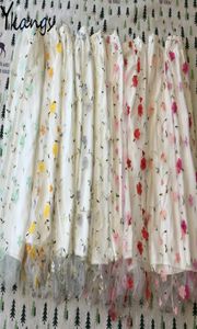 Candy colors 3D Flower Embroidery Lace Mesh pleated skirt Women High Waist Long Midi Skrit Elegant Tulle Sweet kawaii Streetwear 28461031