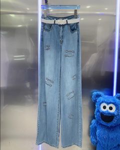 CE28SS Vintage Designer Jeans Women Rhinestone Blue Brand Jeans Dżinsowe spodnie