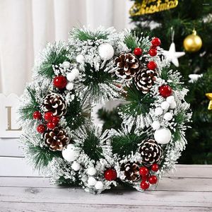 Dekorativa blommor julkrans konstgjorda växter ytterdörr antik flocking blandad dekor Xmas hem dekoration tillbehör dekorationer