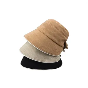 Wide Brim Hats Sunshade Hat Visor Travel Beach Summer Solid Color Women Cap Bucket Bowknot Sun Fisherman