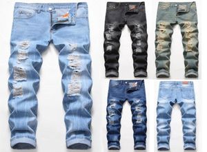 Novo designer Men039s jeans homens angustiados Ripped jeans skinny clássico lavado moto moto moto causal calças jeans de hip hop m4302747