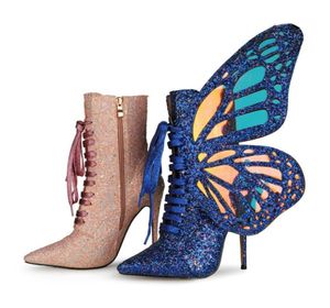 Sorbern Glitter Butterfly Ankle Boots Women Poinded Toe High Heel Stileettos Multi Colors7308751
