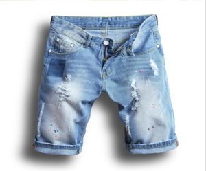 Exklusiv Männer039s Korean gebrochenes Loch Slim Pant Jeans Horse Hose Denim Shorts Biker Jean1716744