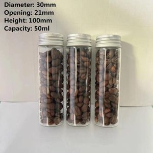 Förvaringsflaskor 12 st/24 st 21 30 100mm 50 ml kaffebönor glas aluminium kepsar små burkar viions teströr containrar