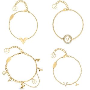 Never fade Chain Bracelets Designers 18k Gold Plated Luxury Brand Letter Circle Fashion Women Love Stainless Steel Copper Bracelets Wed Cjbv