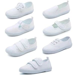 Sneakers White Canvas Shoes For Baby Boys Girls Casure Shoes Children Söta mjuka ensamstående gångskor Småbarn Kids Skodon Q240527