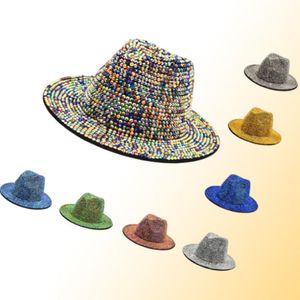 قبعات واسعة من القبعات Rhinestone Qerformance للجنسين قبعة Fedoras Jazz Party Club للنساء و Tophat2413531 227q