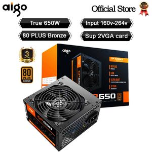 AIGO GP650 FONTE MAX 850W PEOLSCE 80PLUS BRONZE PFC PFC SILE FAN ATX 24PIN 12 В ПК компьютеры для BTC 240527