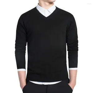 Suéteres masculinos suéter homens 2024 Pulloves casuais de algodão sólido de algodão sólido