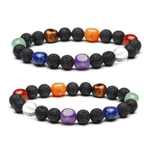 Beaded 8mm Natural Lava Stone Strands Yoga Sports Energy Healing Charm Armband för kvinnor Män smycken Drop Delivery DH2PS