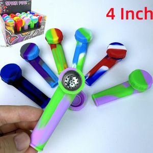 Camouflage Patterned Silicone Smoking Pipes 4.0" Cartoon FDA Silicone Hand Pipes Customized Printings Smoking Accessories Environmentally Water Bong