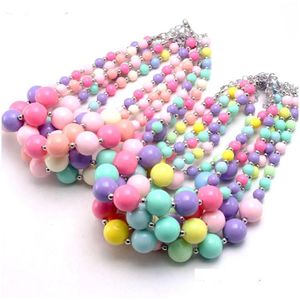 Beaded Necklaces Handmade Kids Girl Candy Color Acrylic Fashion Jewelry Children Birthday Drop Delivery Pendants Dhwur