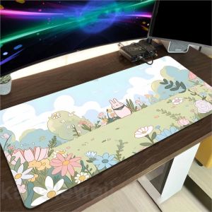 XXL Kawaii Office Mousepad Anime Cute Mouse Pad Computer Gamers Locking Edge Mouse Mat Large Keyboard Pads 900x400mm Desk Mat