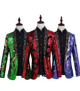 Men039s Suits Blazers Men039s Flipping Sequins Tuxedo Jackets 6 Colors Fashion Blazer Nightclub Bar DJ Singer Glitter Stag5543015