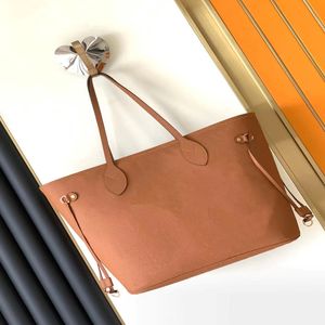 MM Tote 2 sets Shoulder Bags Cognac Brown cowhide leather handbag M46135 Women Beach Shopping Bag with Zipped Pouch Tourterelle Gray Bl 259J