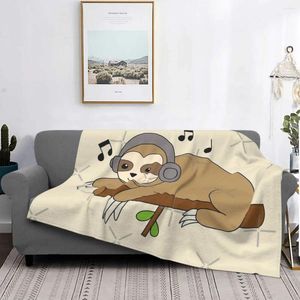 البطانيات Manta de Perezoso Con Auriculares Colcha Para Cama a cuadros toalla kawaii en la blanket