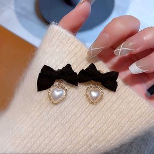 2024 S925 Silver Needle Velvet Bow Earrings for Women Sweet Simple Love Fashion and