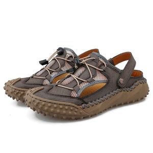 Männer große Original Männer Frauen Sommer atmungsaktive Hausschuhe Vintage Leder Sandalen hohl Freizeit Gartenschuhe