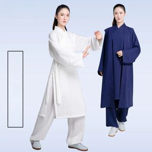 Bahar Sonbahar Taiji Takım Kadın Taijiquan Uygulama Giysileri Sanbao Yakası Keten Wudang Taocu Giysileri Dövüş Sanatları Erkek Giyim