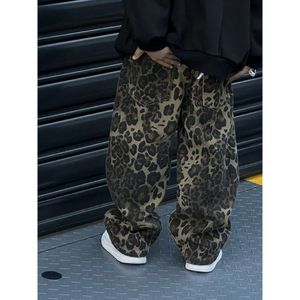 Leopard barwiony krawatem 2023 Zima zima Koreański styl Big Boys Straight Net Veet Casual Kids Przystosowane spodnie L2405