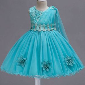 2024 Baby Blume Layered Kleid Kinder bestickte Applikationen Hochzeit Prinzessin Party Tutu Schwarze Kleider Mädchen Kleider Vestido L2405