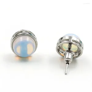 Brincos de garanhão 1 par de prata redondo Cabochon opalita opala lapis lazuli jóias de estilo étnico