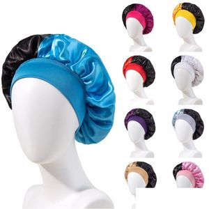 Beanie/Skull Caps Wide Band Elastic Satin Sleep Night Hat Beanie For Women Girl Head er Bonnet Hair Care Fashion Accessories Headwear DHQ5L