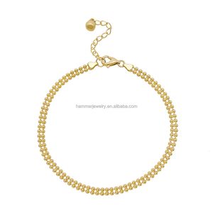 Настоящее чистое золото, изящные ювелирные изделия, простой дизайн двойной шариковый слой браслеты с бриллиантовыми камнями