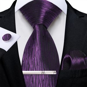 Purple Solid Plaid Paisley Floral Silk Ties for Men with Clip chusterze mankiety 8 cm krawat ślubny Prezent 240511