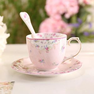 Cups Saucers European Style Pastoral Bone China Office Tea Cup With Saucer Set Rose Ceramic Water Mug Advanced Porcelain Coffee Drinkware