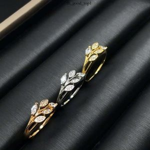 Tiffanyjewelry Heart Designer Gold Designer Rings for Women Gioielli di lusso Originale SEAL High Edition New Product Leaf Leaf Full Diamond Ring Female V Tiffanyring 763