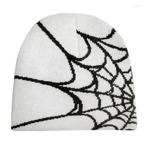 Beretti Y2K Beanie Spider Web Hat Cappello a maglia Skullies Slouchy Skull 2836