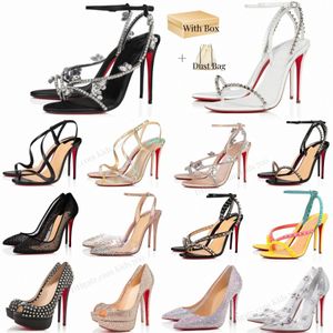 Designer klänningskor höga klackar sandal kvinnor patent läder drottning pump röd 6 cm 8 cm 10 cm 12 cm 14 cm botten studs brud lady sandal paris svart vit nud r6yk#